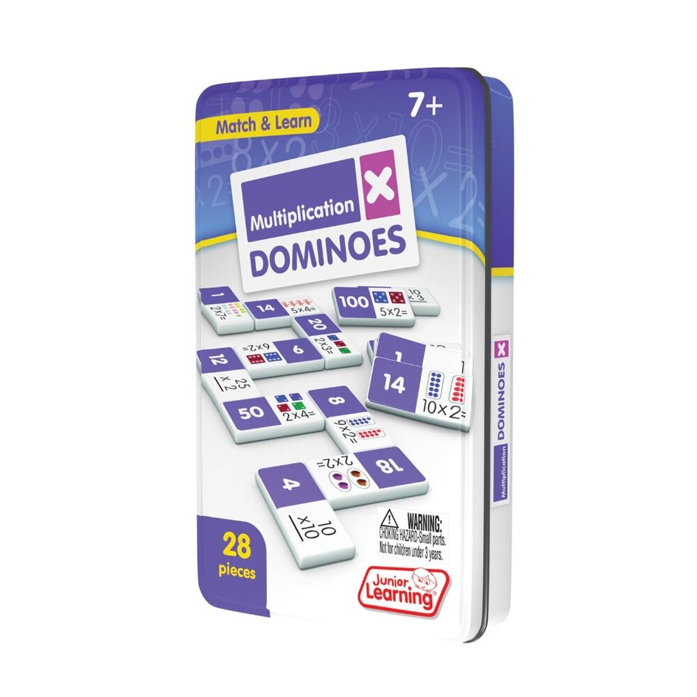 Junior Learning Multiplication Dominoes Game Set, 28 Pieces, Ages 7-9, Math